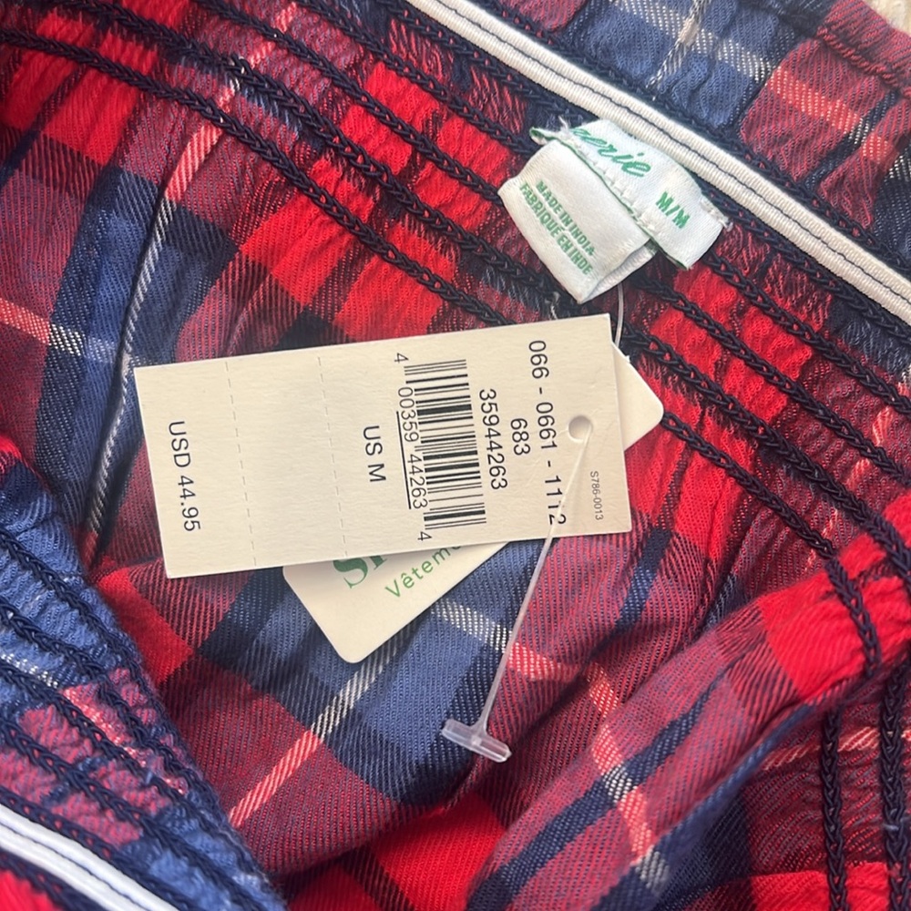 Aerie plaid flannel sleep pajama Romper red and blue size medium NWT - Picture 4 of 8